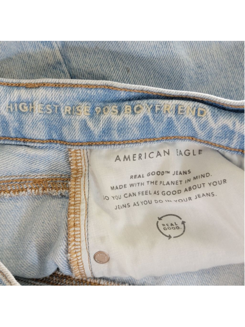 AE 6 American Eagle Highest Rise 90s Boyfriend Jeans Distressed Light Wash Raw - Picture 10 of 11